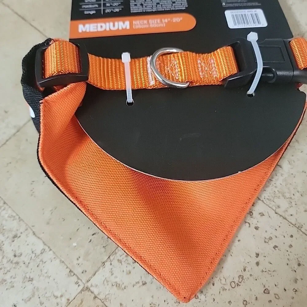 Whimsy Collection Dog Bandana Collar Candy Corn/Orange Reversible Med (14”-20”)